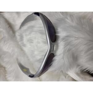 Oakley Silver and Blue Sports Sunglasses (Missing nose pads & O on frame)